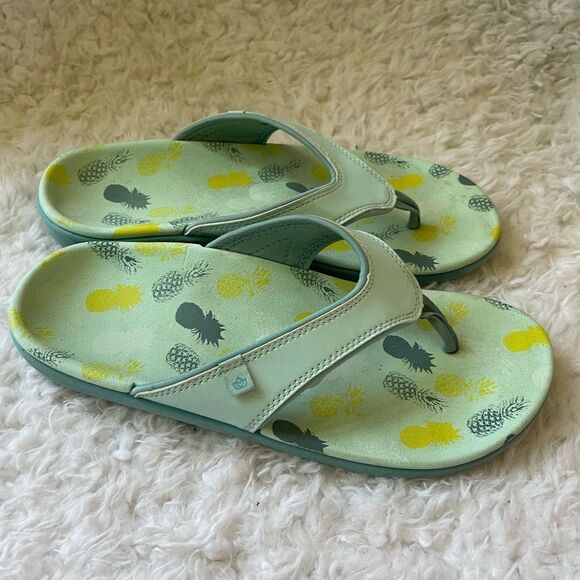 Spenco aqua blue Yumi Fruitopia Orthotic Slip On pineapple Thong Sandals… - Picture 3 of 8